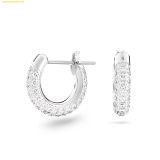  Khuyên Tai, Bông Tai Swarovski Dextera hoop earrings Pavé, Small, White, Rhodium plated 