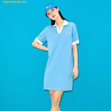  Đầm Polo MLB Women's Open Collar Contrast Comfortable Fit Collar Dress LA (Sky blue) 3FOPB0333-07SBS 