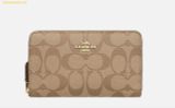  Ví Dài Coach Medium Zip Around Signature Coated Canvas Wallet F88913 Khaki 