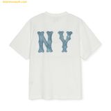  Áo Phông MLB Basic Denim-like Coopers Overfit Short Sleeve T-shirt New York Yankees Ivory 3ATSB1053-50IVS 