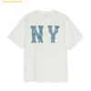  Áo Phông MLB Basic Denim-like Coopers Overfit Short Sleeve T-shirt New York Yankees Ivory 3ATSB1053-50IVS 