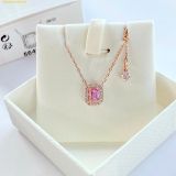  Dây Chuyền, Vòng Cổ Swarovski Una necklace Octagon cut, Pink, Rose gold-tone plated 5614933 