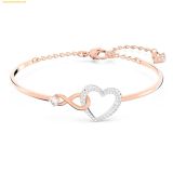  Vòng Tay, Lắc Tay Swarovski Hyperbola bangle Infinity and heart, White, Mixed metal finish 5518869 