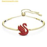 Vòng Tay , Lắc Tay Swarovski Bangle Swan, Medium, Red, Gold Tone Plated 