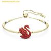 Vòng Tay , Lắc Tay Swarovski Bangle Swan, Medium, Red, Gold Tone Plated