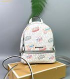  Balo Mini Michael Kors Rhea Extra-Small Printed Signature Logo Backpack Màu Trắng 