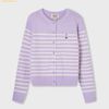 Áo Cardigan WHOAU Steve R-neck Cardigan Màu Tím Kẽ Ngang WHCKF4913F