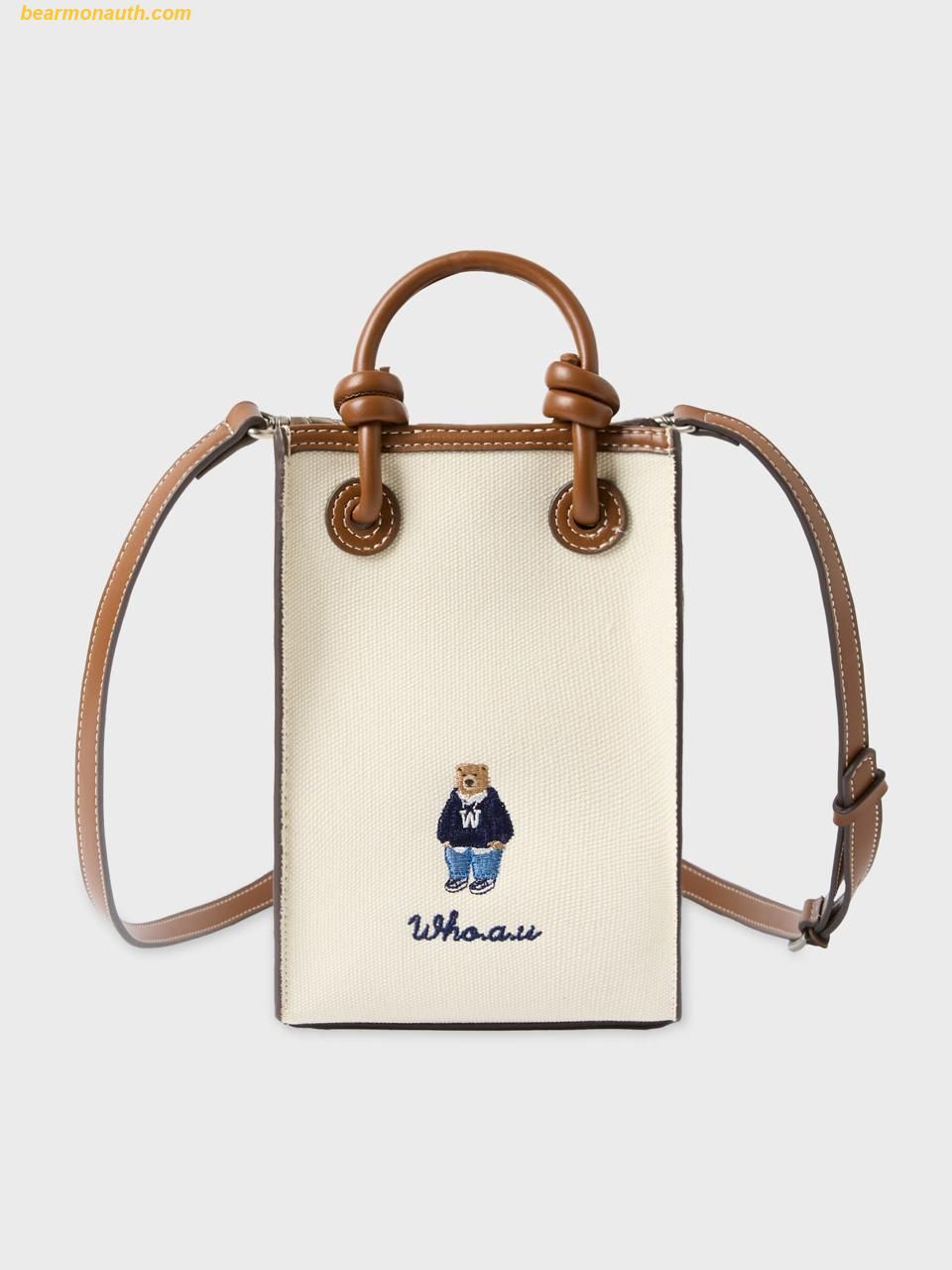  Túi Đeo Chéo WHOAU Canvas Mini Square Bag Màu Trắng Kem 