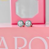  Bông Tai, Khuyên Tai Swarovski Constella Pave Round Halo Stud Earrings - Bạc 