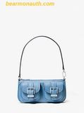  Túi Đeo Vai Michael Kors Zoe Small Pebbled Leather Pochette Xanh Blue 