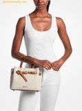  Túi Xách Michael Kors Emilia Small Signature Logo Satchel Vanila 