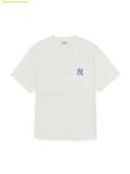  Áo Phông MLB Vintage Denim-like Monogram Big Lux Oversized Short Sleeve T-shirt 3ATSM0663-50CRS Cream 