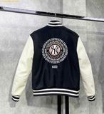  Áo Khoác Bomber New Era Varsity Baseball Jacket New York Yankees Màu Đen Tay Da 