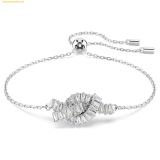 Lắc Tay Swarovski Matrix bracelet Baguette cut, Knot, White, Rhodium plated 5731101 