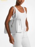  Túi Tote Michael Kors MK Laila Medium Pebbled Leather Tote Bag Màu Trắng Trơn 