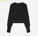  Áo Khoác Cardigan BADBLOOD Pure Classic Button-Up Round Cardigan - Black w-cdg24-047 Đen 
