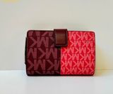  Ví Gập Bucket Michael MK Jet Set Medium Logo Wallet Đỏ Logo 