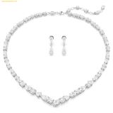  Bộ Trang Sức Dây Chuyền Và Bông Tai Swarovski Mesmera set Mixed cuts, White, Rhodium plated 5674306 