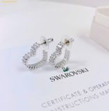  Khuyên Tai, Bông Tai Swarovski Matrix hoop earrings Baguette cut, Heart, Small, White, Rhodium plated 5653170 