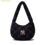  Túi Lông Đeo Vai MLB Dia Monogram Fur Hobo Bag New York Yankees Black 