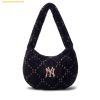  Túi Lông Đeo Vai MLB Dia Monogram Fur Hobo Bag New York Yankees Black 