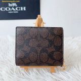  Ví Gập Coach Snap Wallet In Signature Canvas CW789 Đen Logo 