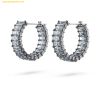  Bông Tai, Khuyên Tai Swarovski Matrix hoop earrings, Baguette cut, Gray, Ruthenium plated 5658650 