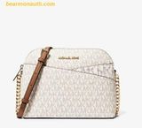  Túi Đeo Chéo Michael Kors Jet Set Travel Medium Logo Dome Crossbody Bag Vanila 35F1GTVC6B 