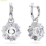  Khuyên Tai, Bông Tai Swarovski Idyllia drop earrings Mixed cuts, Flower, Blue, Rhodium plated 5680016 