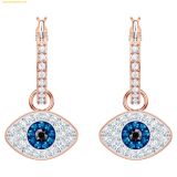  Bông Tai, Khuyên Tai Swarovski Symbolica hoop earrings Evil eye, Blue, Rose gold-tone plated 5425857 