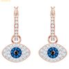  Bông Tai, Khuyên Tai Swarovski Symbolica hoop earrings Evil eye, Blue, Rose gold-tone plated 5425857 