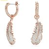 Khuyên Tai, Bông Tai Swarovski Nice Drop Earrings Feather, White, 18k Rose Gold Plated 5663486