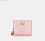  Ví Gập Coach Snap Wallet In Signature Canvas With Charm Powder Pink CEC34 