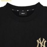  Áo Sweater MLB Basic Bling Mega Logo Nhũ Overfit New York Yankees 3AMTB1034-50BKS 