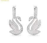  Bông Tai, Khuyên Tai Swarovski Iconic Swan drop earrings Swan, White, Rhodium plated 5647545 