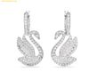  Bông Tai, Khuyên Tai Swarovski Iconic Swan drop earrings Swan, White, Rhodium plated 5647545 