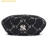  Mũ Nồi MLB Diamond Monogram Wool Jacquard Beret NY Black 3ACBMW126-50BKS 