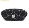  Mũ Nồi MLB Diamond Monogram Wool Jacquard Beret NY Black 3ACBMW126-50BKS 