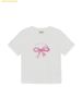 Áo Phông MLB Women's Ribbon Graphic Slim Semi-Crop Short Sleeve T-Shirt New York Yankees White 3FTSN6863-50WHS