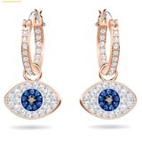  Bông Tai, Khuyên Tai Swarovski Symbolica hoop earrings Evil eye, Blue, Rose gold-tone plated 5425857 