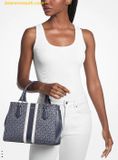  Túi Xách Michael Kors Marilyn Medium Signature Logo Stripe Satche Navy 35F5S6AS6V 