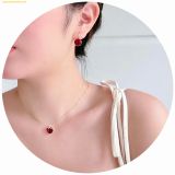  Dây Chuyền, Vòng Cổ Swarovski Bella V pendant Round cut, Red, Gold-tone plated 5724287 