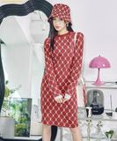  Đầm MLB Women's Diamond Monogram Slim Fit Dress 3FOPM0124-43WIS Đỏ 