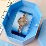  Đồng Hồ Swarovski Matrix bangle watch Swiss Made, Crystal bracelet, Gray, Rose gold-tone finish 5679887 