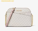  Túi Đeo Chéo Michael Kors Jet Set Travel Medium Logo Dome Crossbody Bag 35F1GTVC6B Trắng Logo 