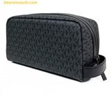  Túi Cầm Tay Michael Kors Men's Signature Logo Travel Kit Đen Logo 