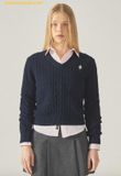  Áo Sweat WHOAU Steve V-neck Cable Sweater WHKAF1104F Navy 