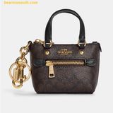  Túi Móc Khoá COACH CC895 Mini Gallery Tote Bag Charm Signature Canvas Nâu Logo CC895 