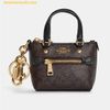 Túi Móc Khoá COACH CC895 Mini Gallery Tote Bag Charm Signature Canvas Nâu Logo CC895