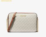  Túi Đeo Chéo Michael Kors Jet Set Large Printed Logo Crossbody Bag 35F8GTTC3B Vanila 